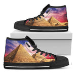 Purple Cloud Pyramid Print Black High Top Shoes