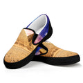 Purple Cloud Pyramid Print Black Slip On Sneakers