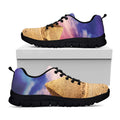 Purple Cloud Pyramid Print Black Running Shoes
