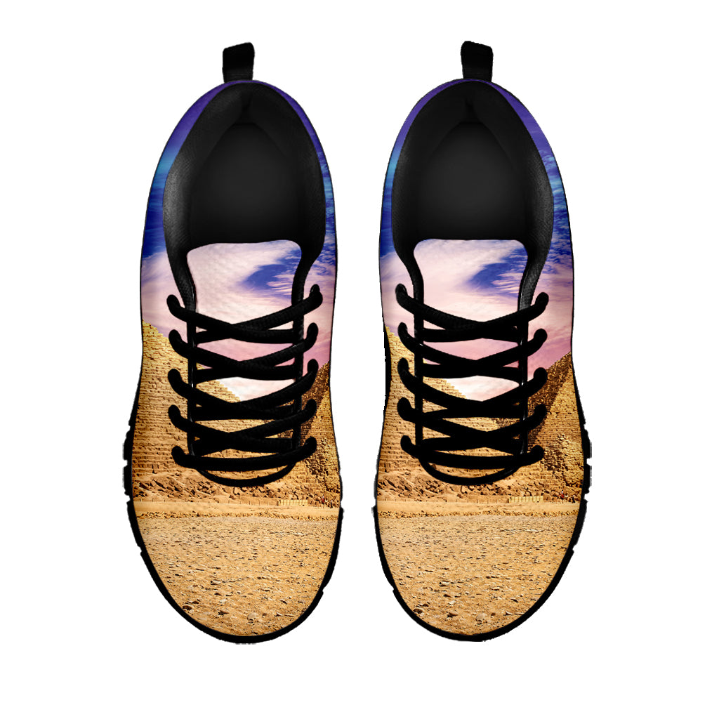 Purple Cloud Pyramid Print Black Sneakers