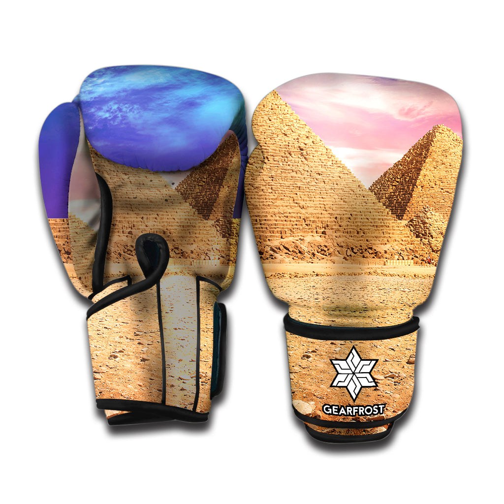 Purple Cloud Pyramid Print Boxing Gloves