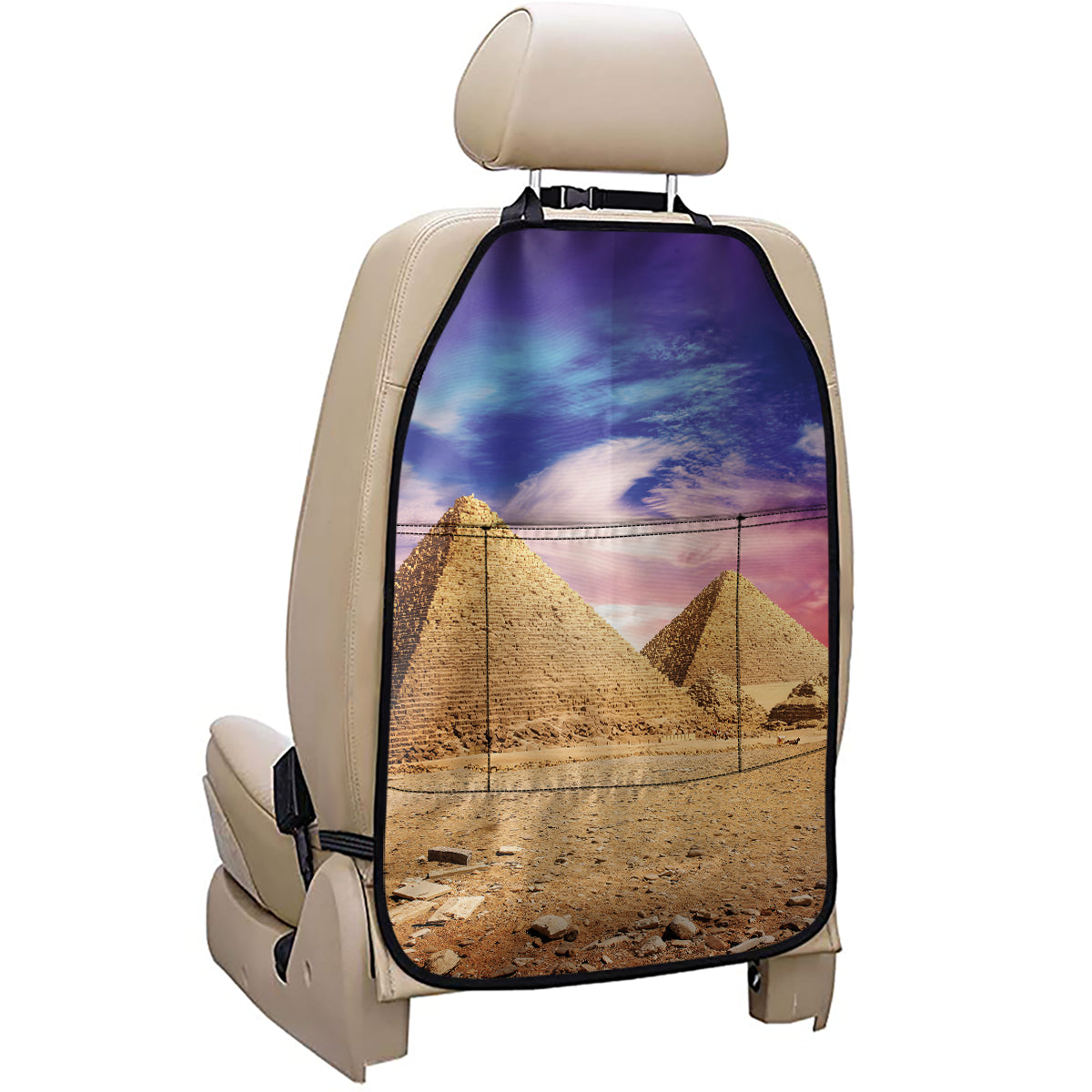 Purple Cloud Pyramid Print Car Seat Organizers