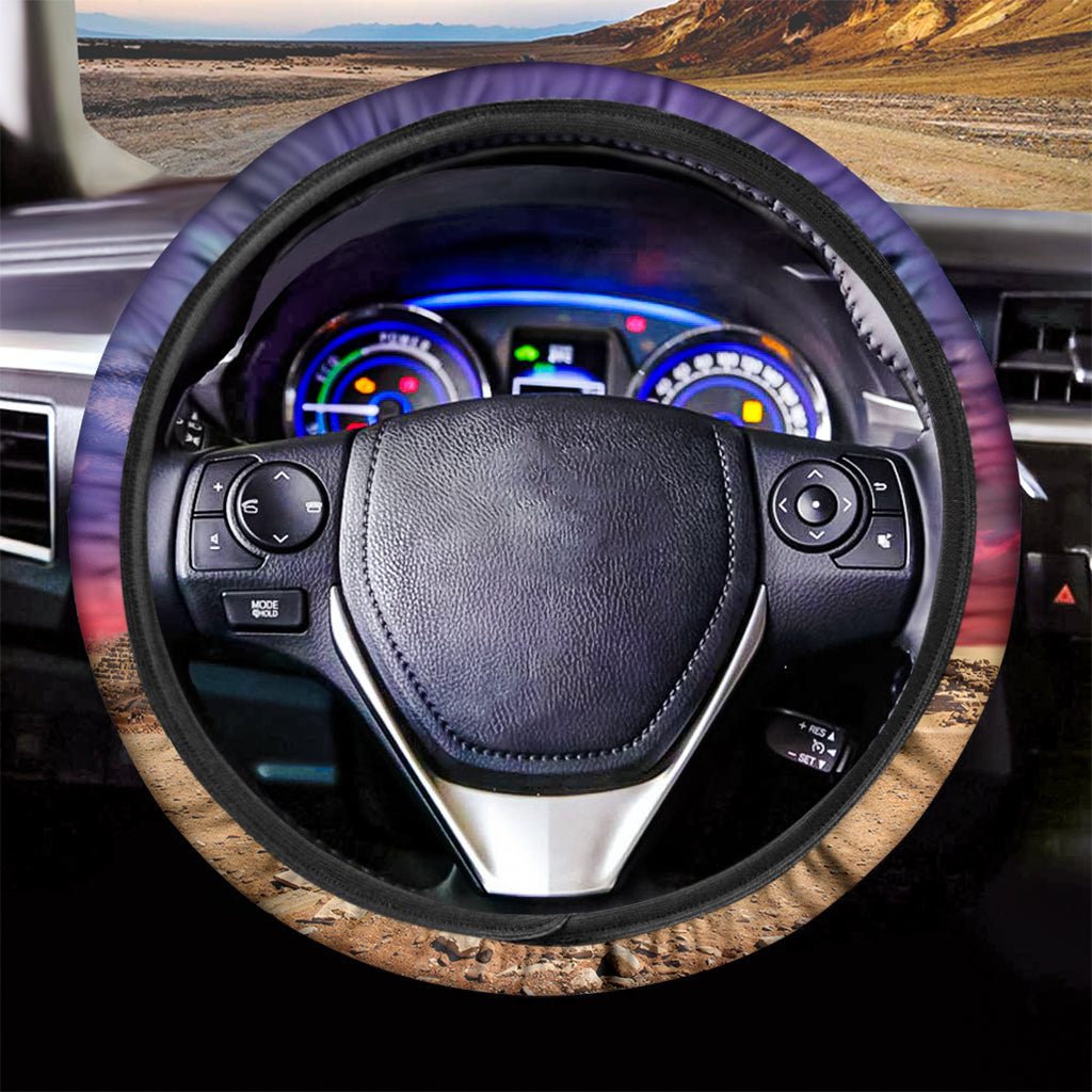 Purple Cloud Pyramid Print Car Steering Wheel Cover