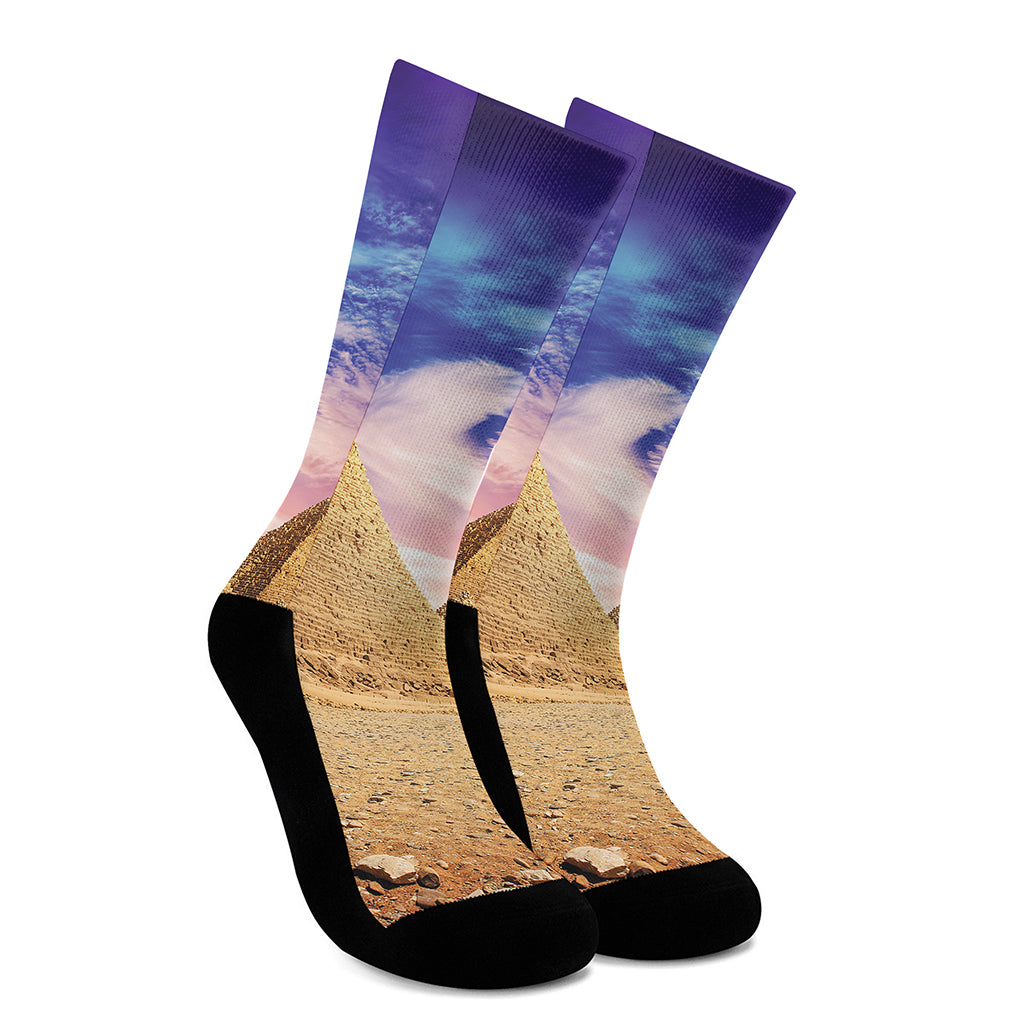 Purple Cloud Pyramid Print Crew Socks