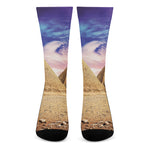 Purple Cloud Pyramid Print Crew Socks