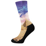Purple Cloud Pyramid Print Crew Socks