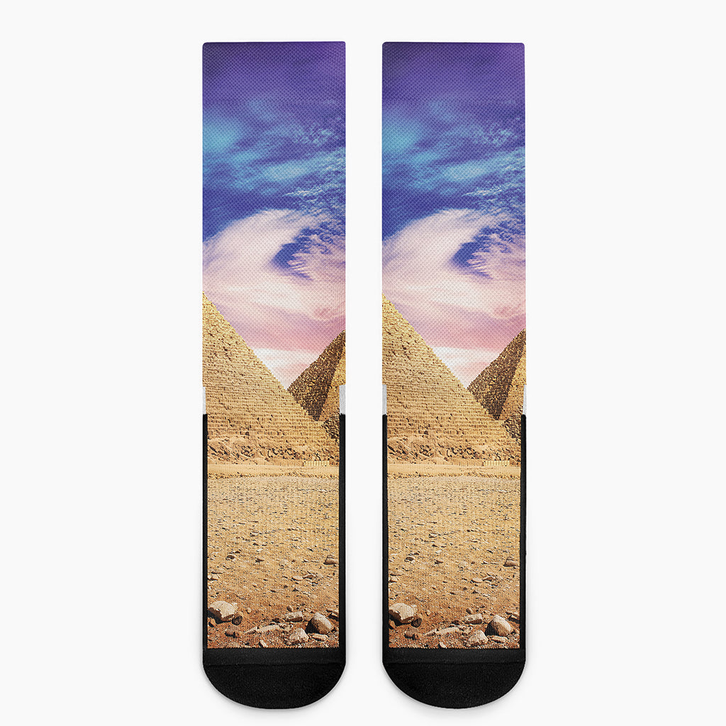 Purple Cloud Pyramid Print Crew Socks