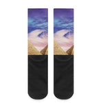 Purple Cloud Pyramid Print Crew Socks