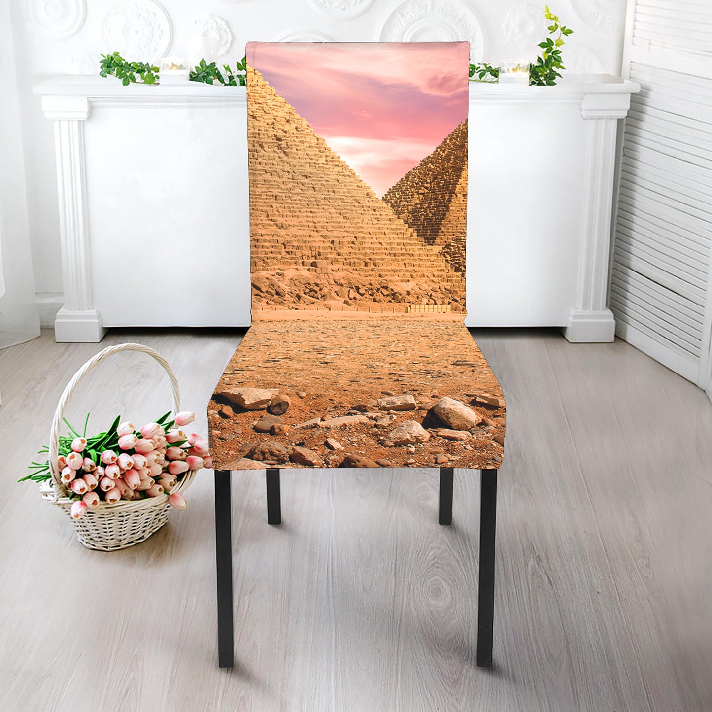 Purple Cloud Pyramid Print Dining Chair Slipcover