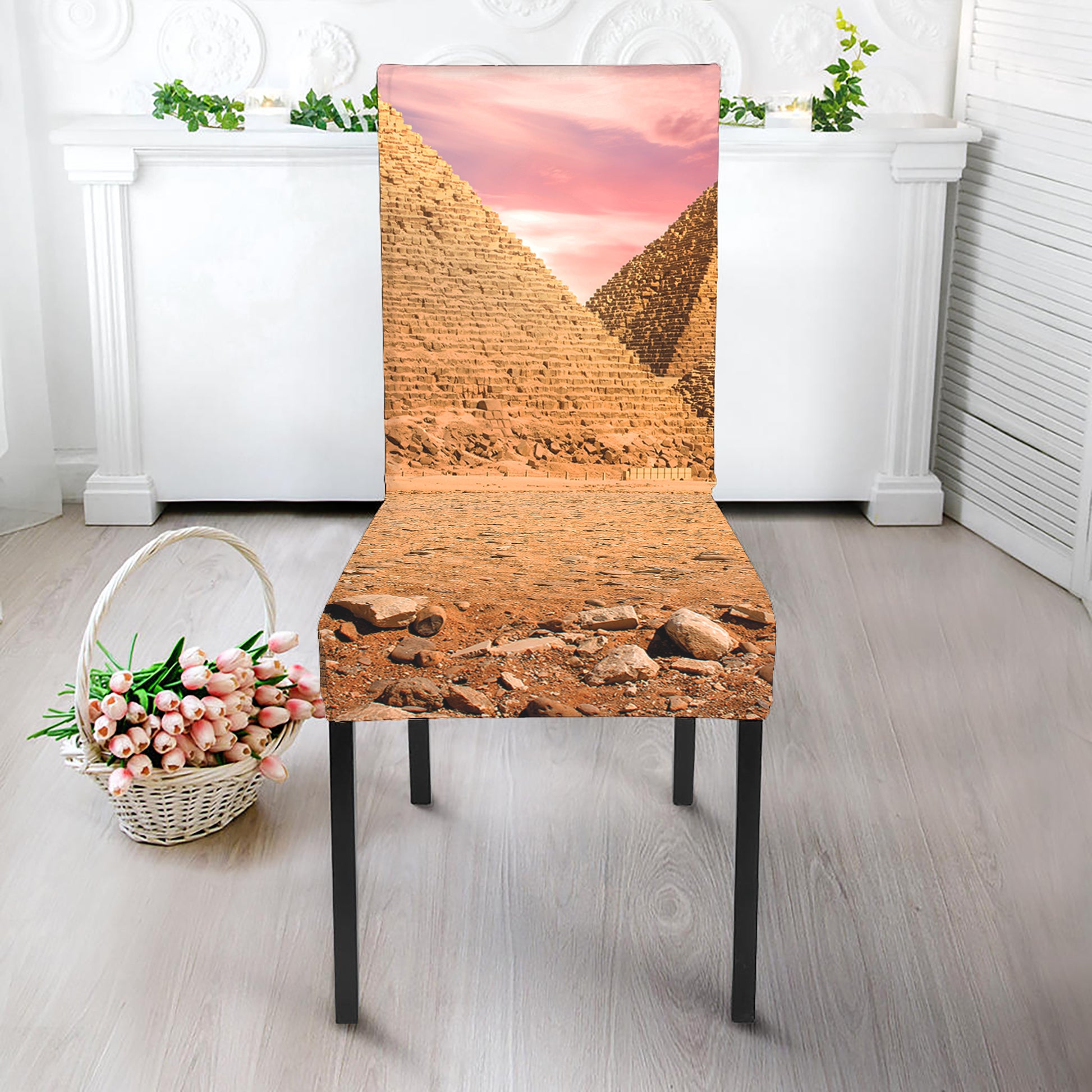 Purple Cloud Pyramid Print Dining Chair Slipcover