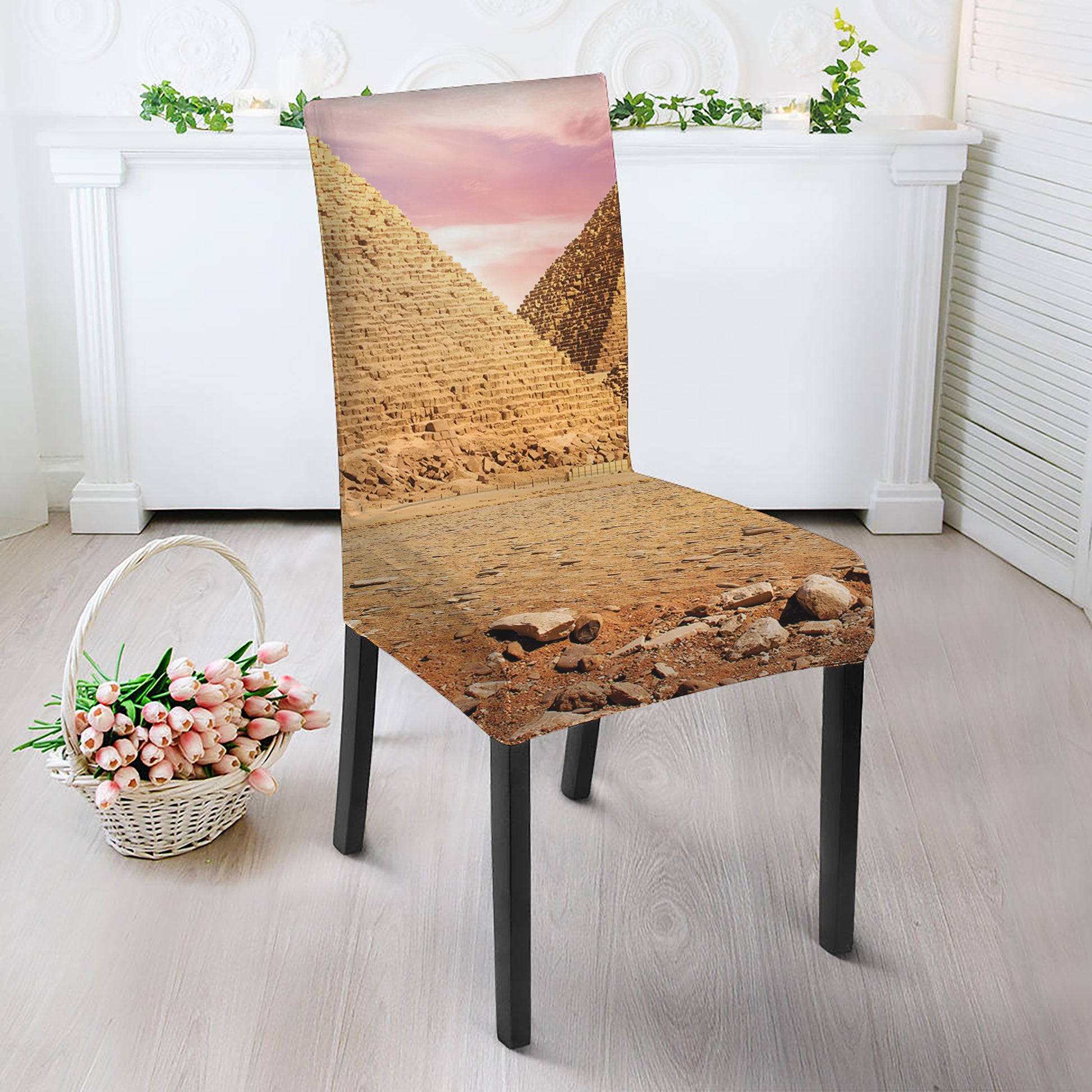 Purple Cloud Pyramid Print Dining Chair Slipcover