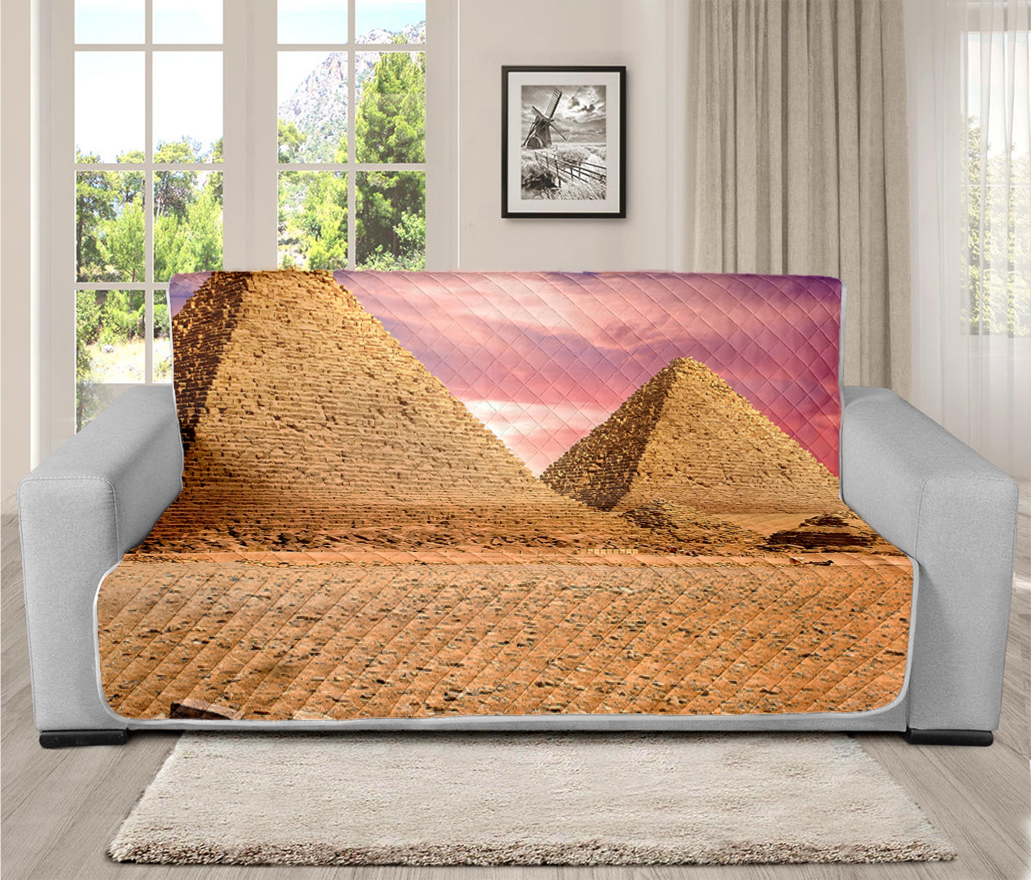 Purple Cloud Pyramid Print Futon Protector