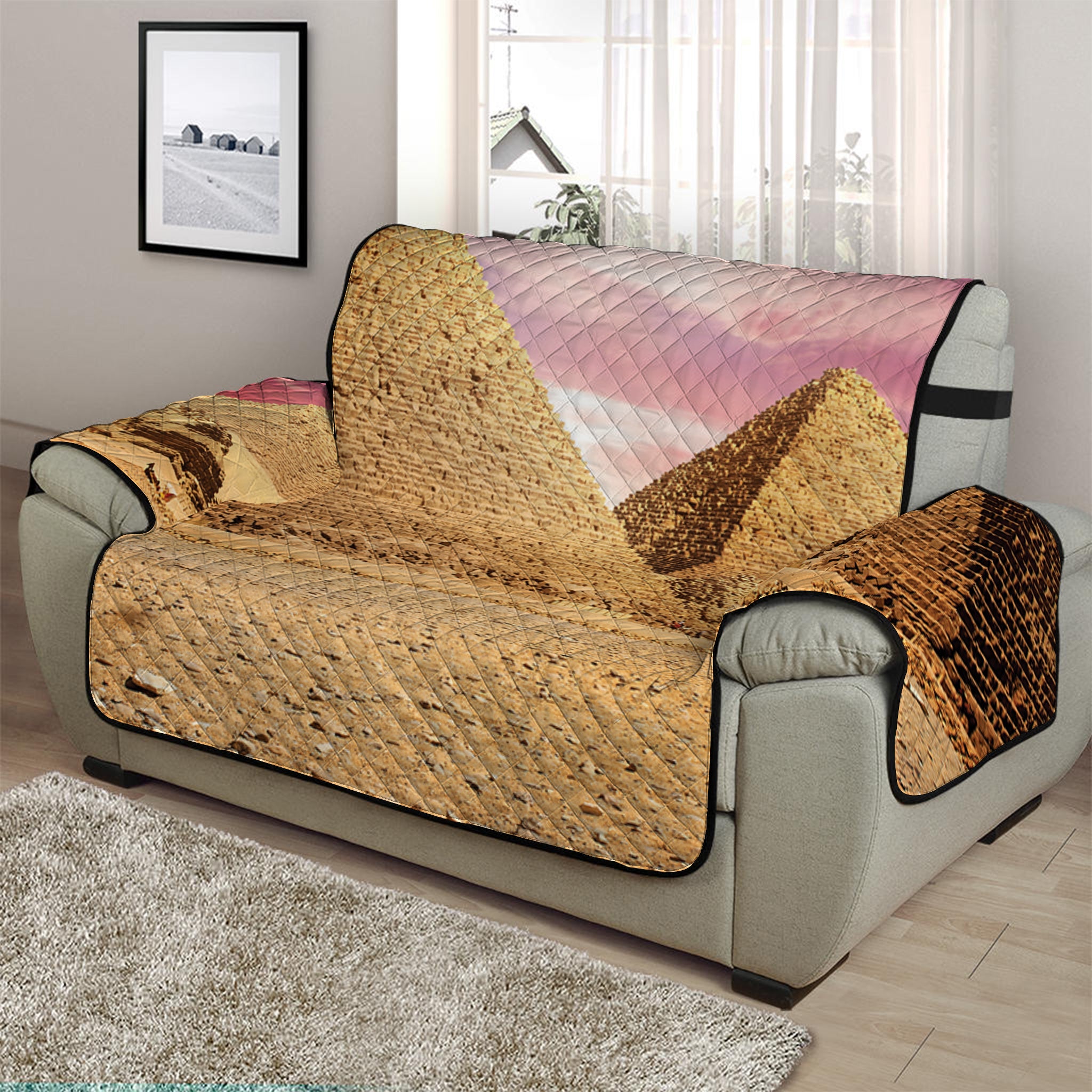 Purple Cloud Pyramid Print Half Sofa Protector