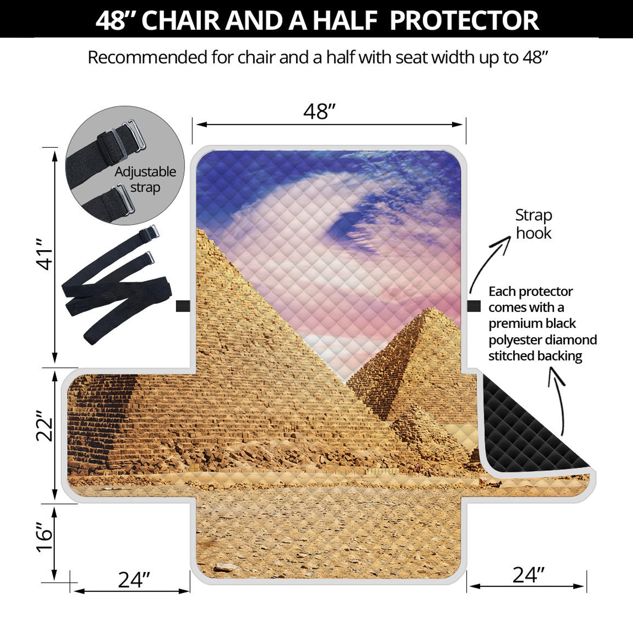 Purple Cloud Pyramid Print Half Sofa Protector