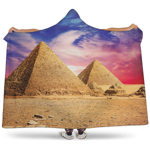 Purple Cloud Pyramid Print Hooded Blanket