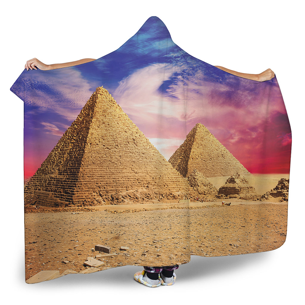 Purple Cloud Pyramid Print Hooded Blanket