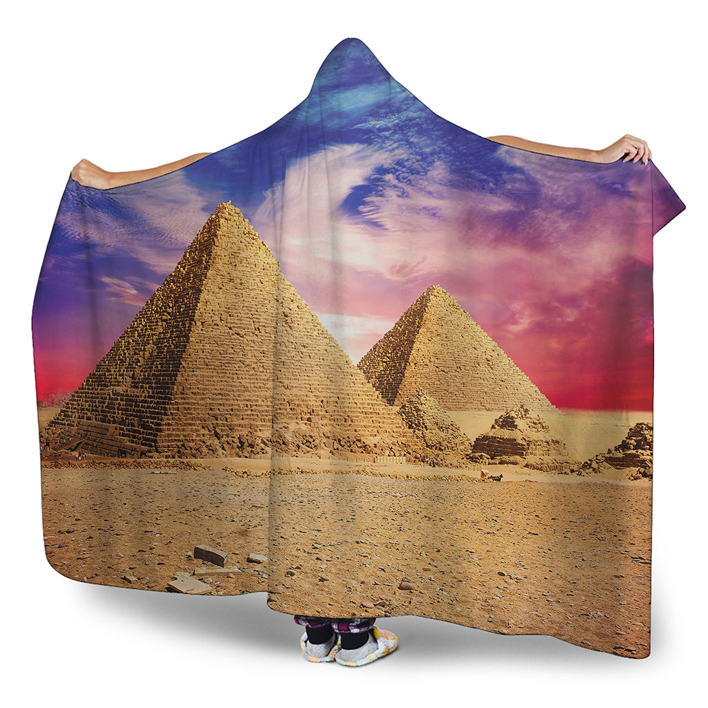 Purple Cloud Pyramid Print Hooded Blanket