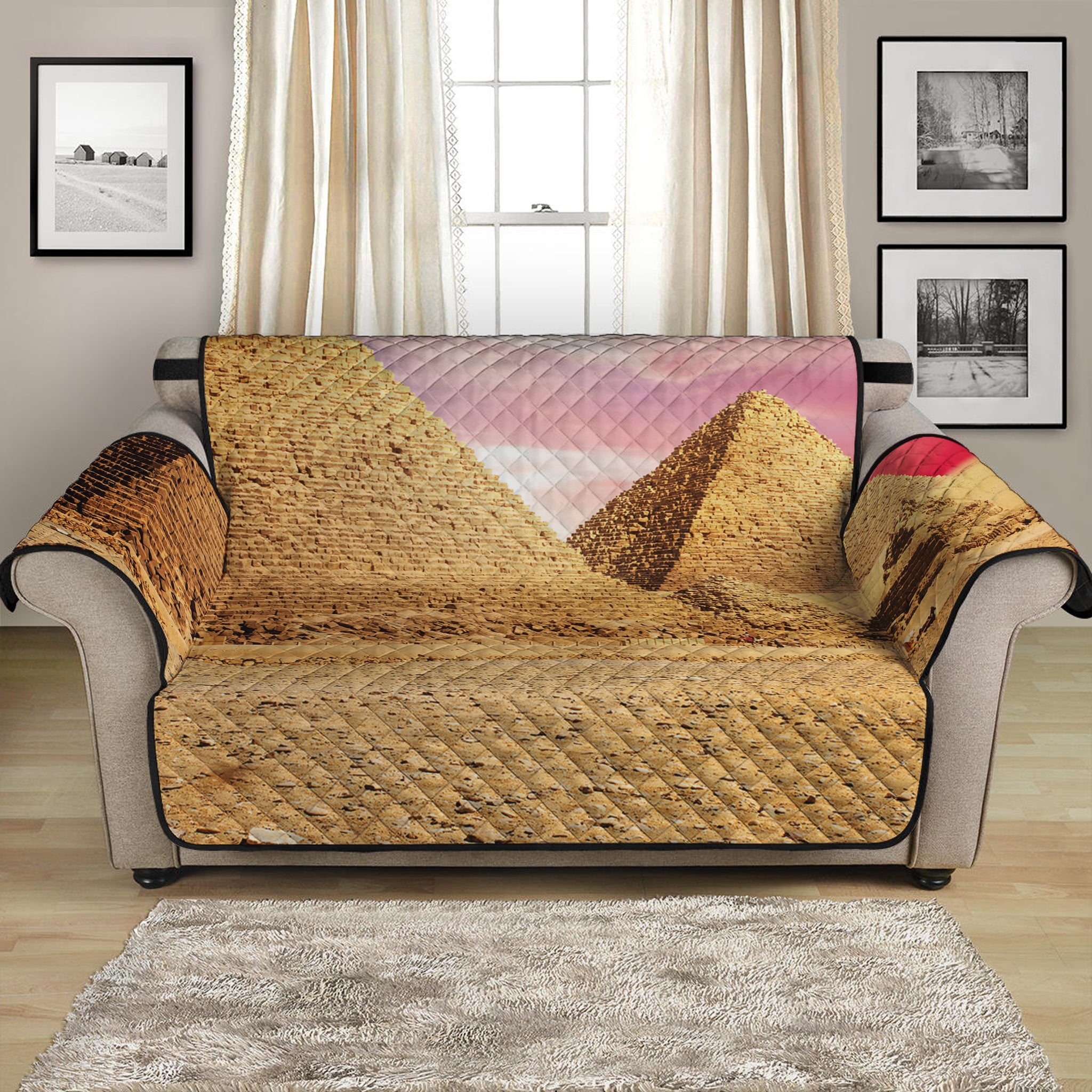 Purple Cloud Pyramid Print Loveseat Protector