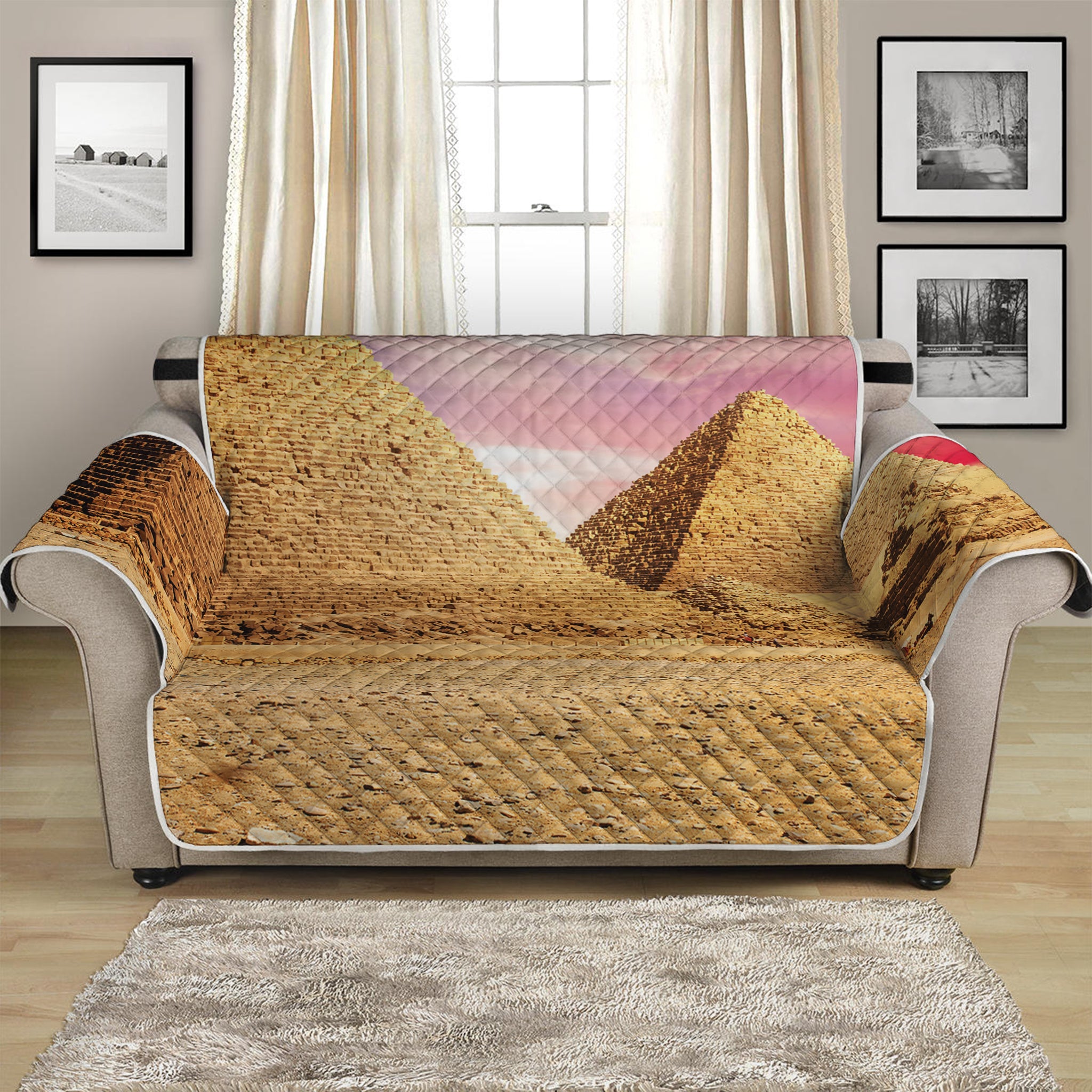 Purple Cloud Pyramid Print Loveseat Protector