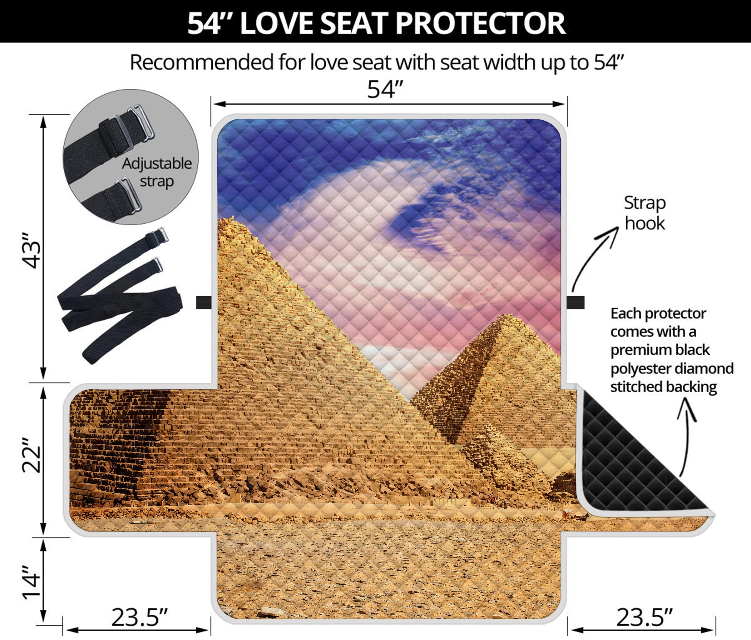 Purple Cloud Pyramid Print Loveseat Protector