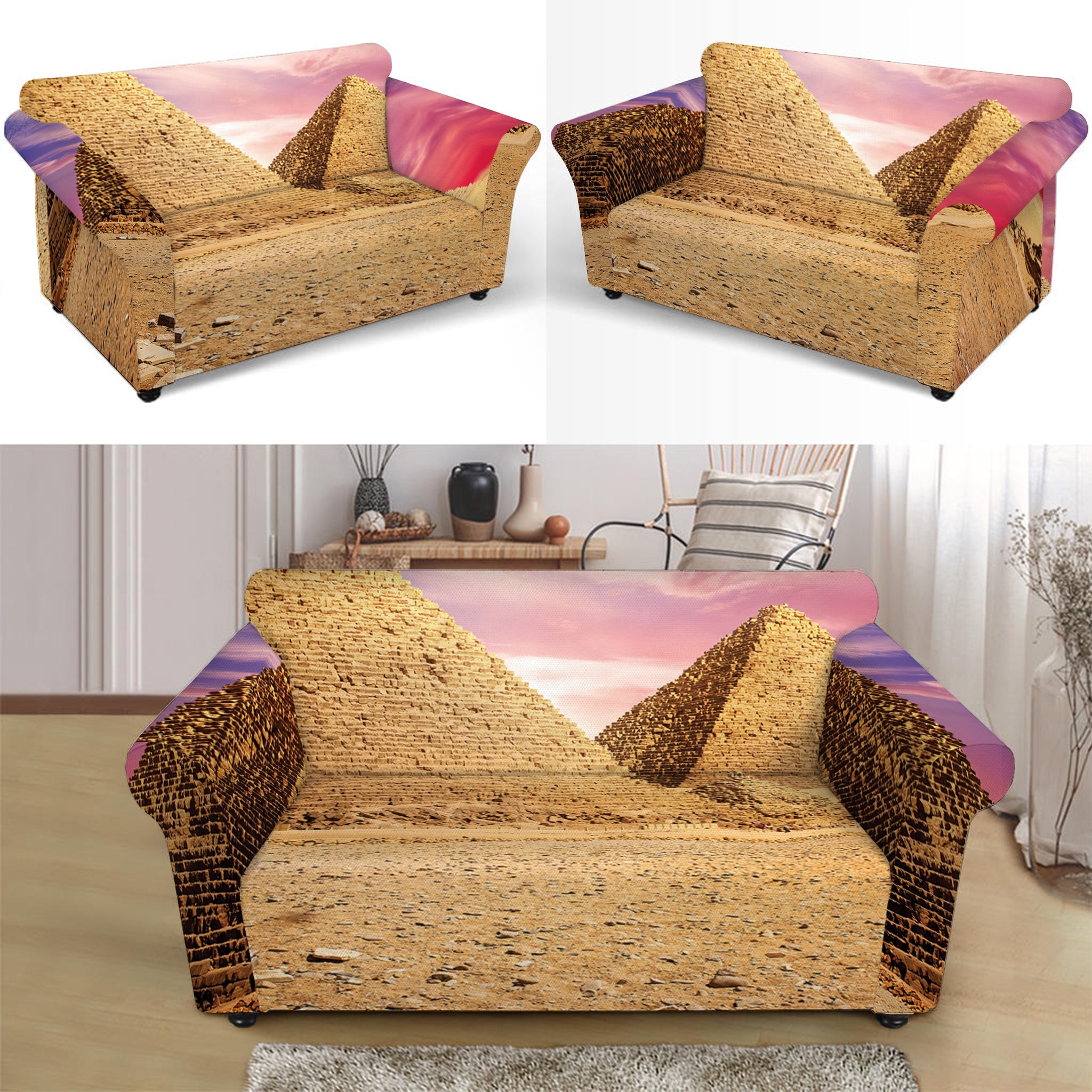 Purple Cloud Pyramid Print Loveseat Slipcover