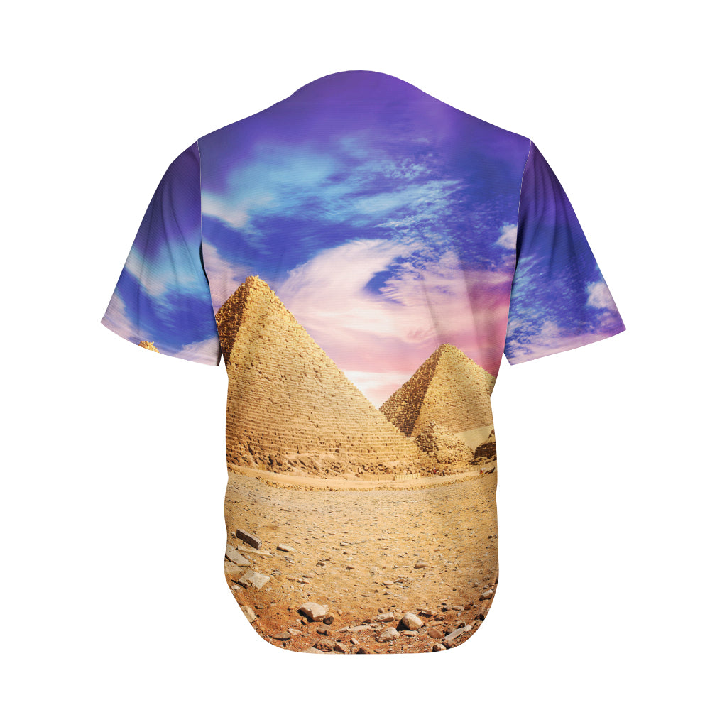 Purple Cloud Pyramid Print Men's Baseball Jersey