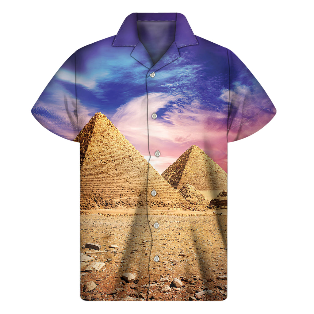 Purple Cloud Pyramid Print Men's Short Sleeve Shirt