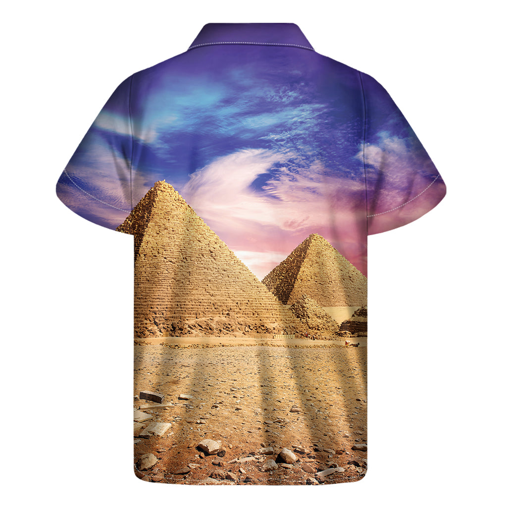 Purple Cloud Pyramid Print Men's Short Sleeve Shirt