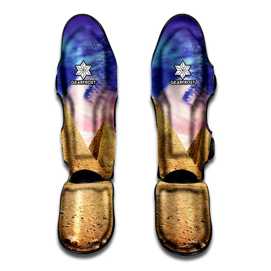 Purple Cloud Pyramid Print Muay Thai Shin Guard