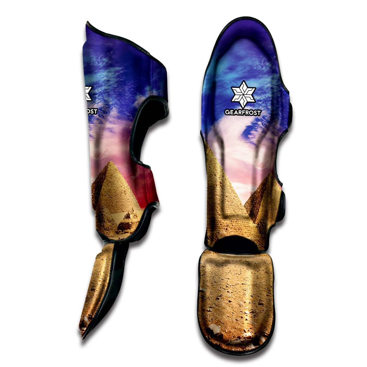 Purple Cloud Pyramid Print Muay Thai Shin Guard