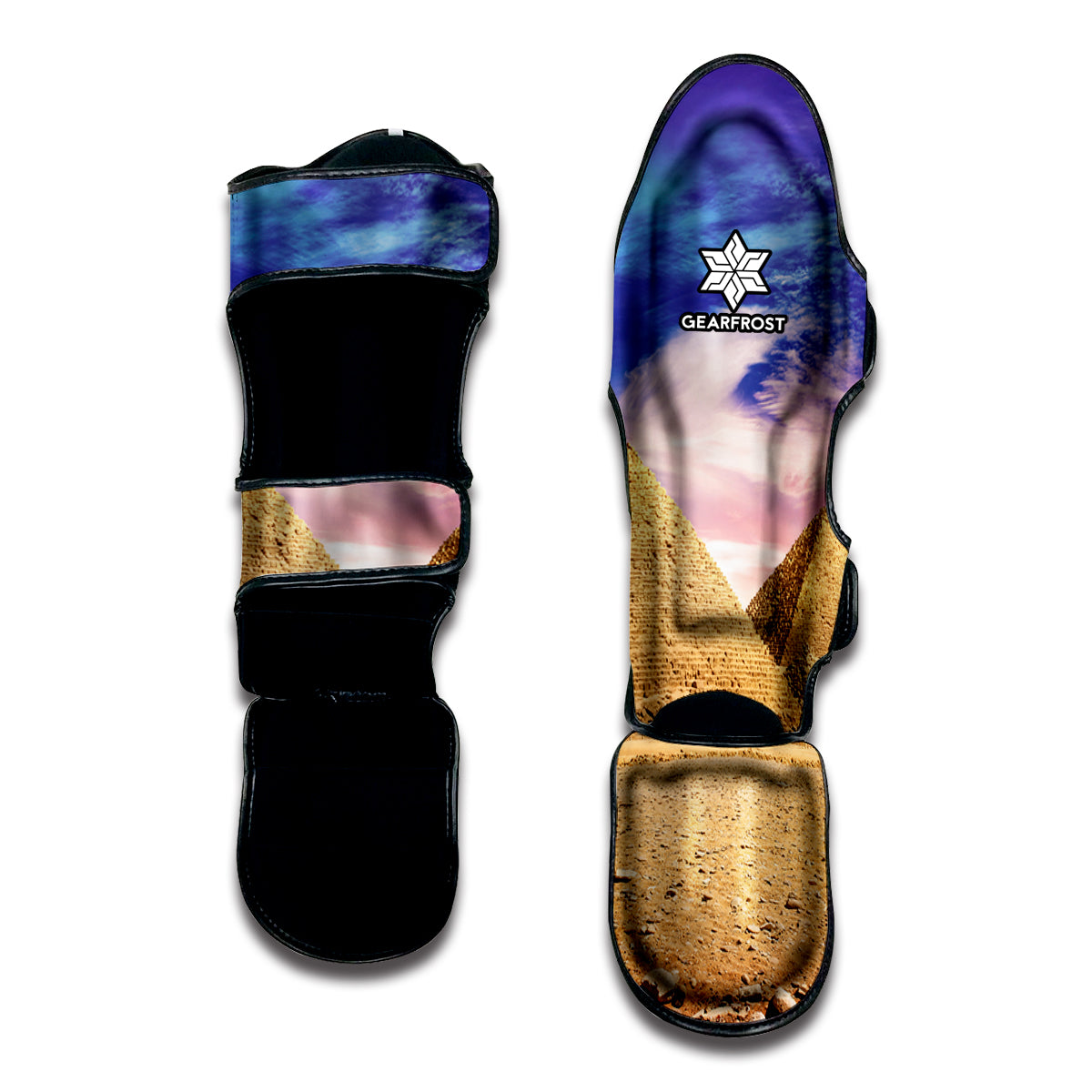 Purple Cloud Pyramid Print Muay Thai Shin Guard