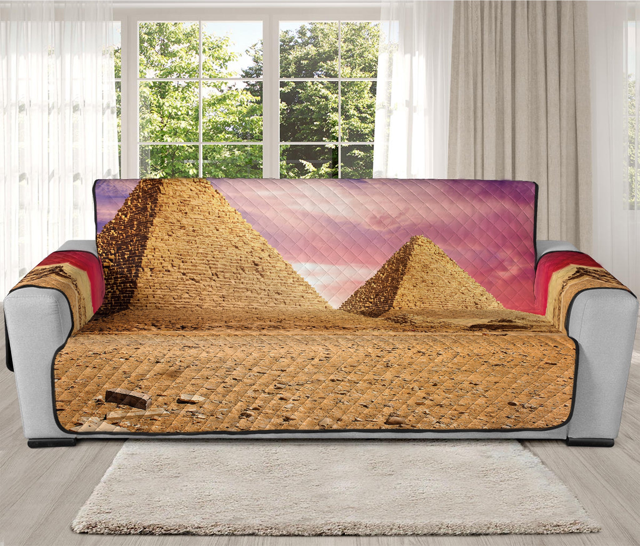 Purple Cloud Pyramid Print Oversized Sofa Protector