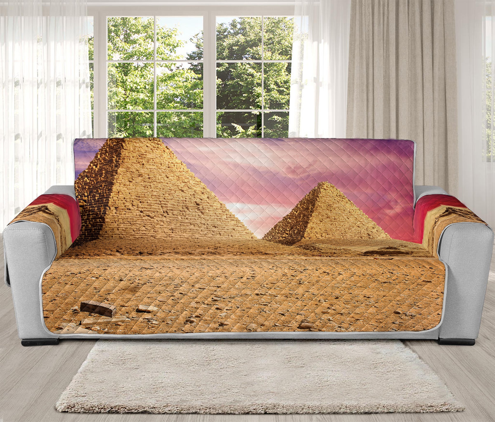 Purple Cloud Pyramid Print Oversized Sofa Protector