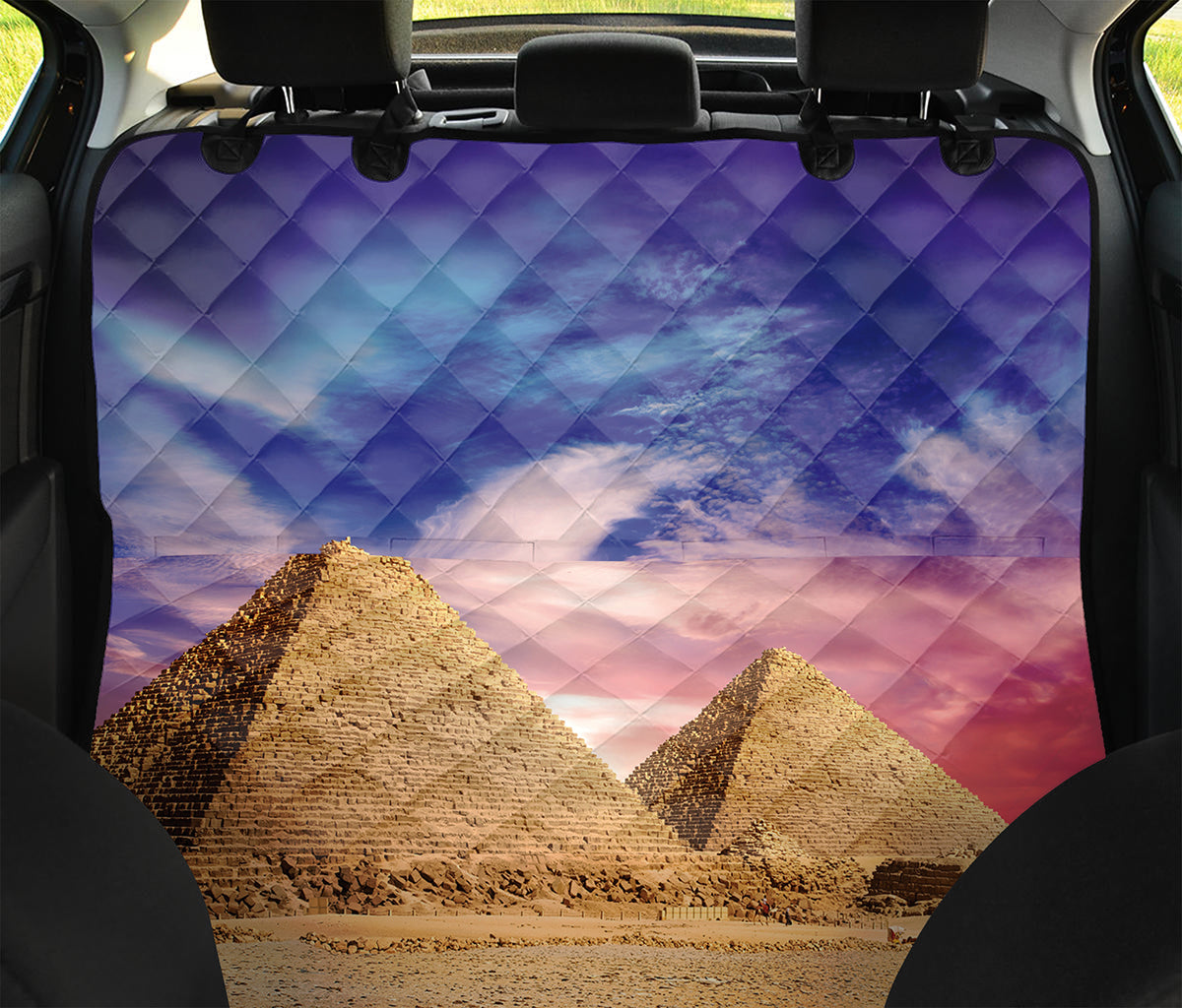 Purple Cloud Pyramid Print Pet Car Back Seat Cover