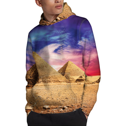 Purple Cloud Pyramid Print Pullover Hoodie