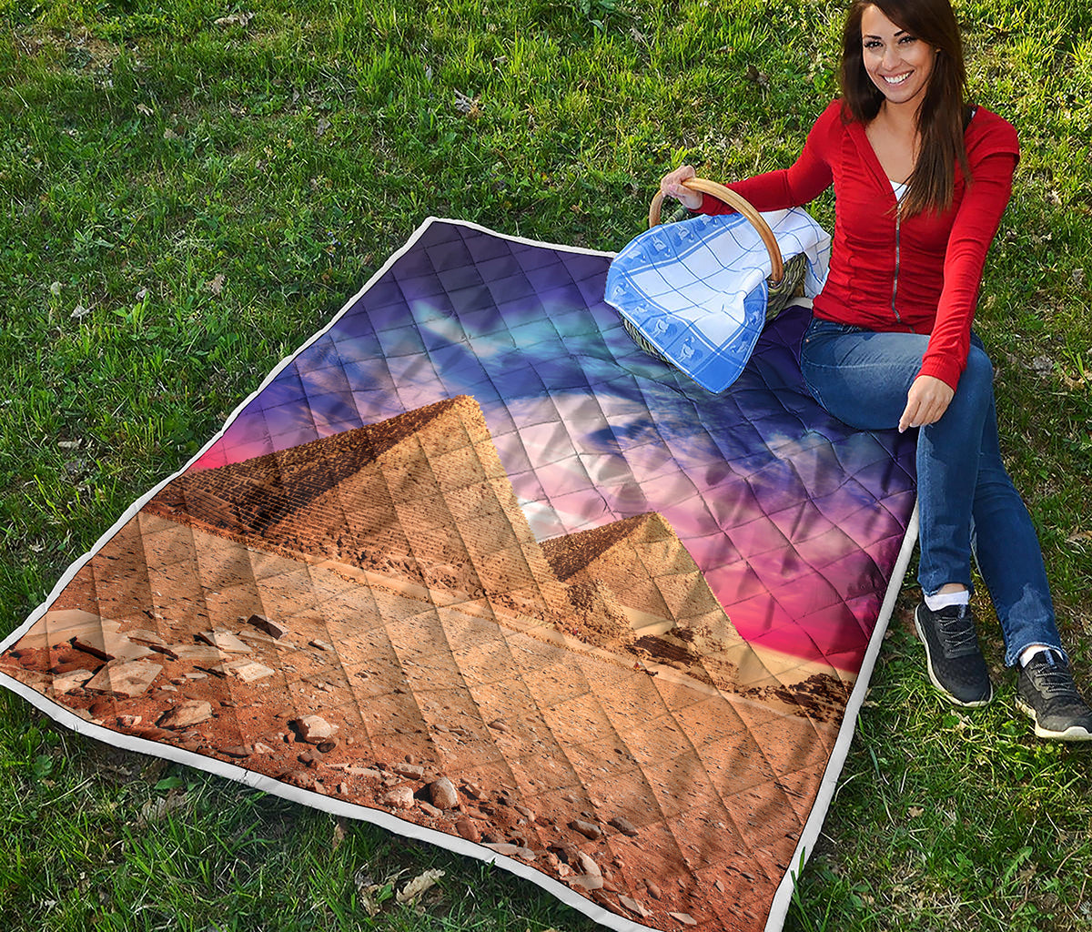 Purple Cloud Pyramid Print Quilt