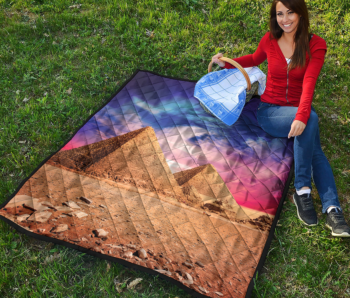 Purple Cloud Pyramid Print Quilt