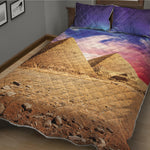 Purple Cloud Pyramid Print Quilt Bed Set