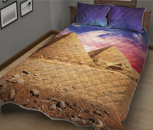 Purple Cloud Pyramid Print Quilt Bed Set