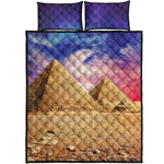 Purple Cloud Pyramid Print Quilt Bed Set