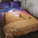 Purple Cloud Pyramid Print Quilt Bed Set