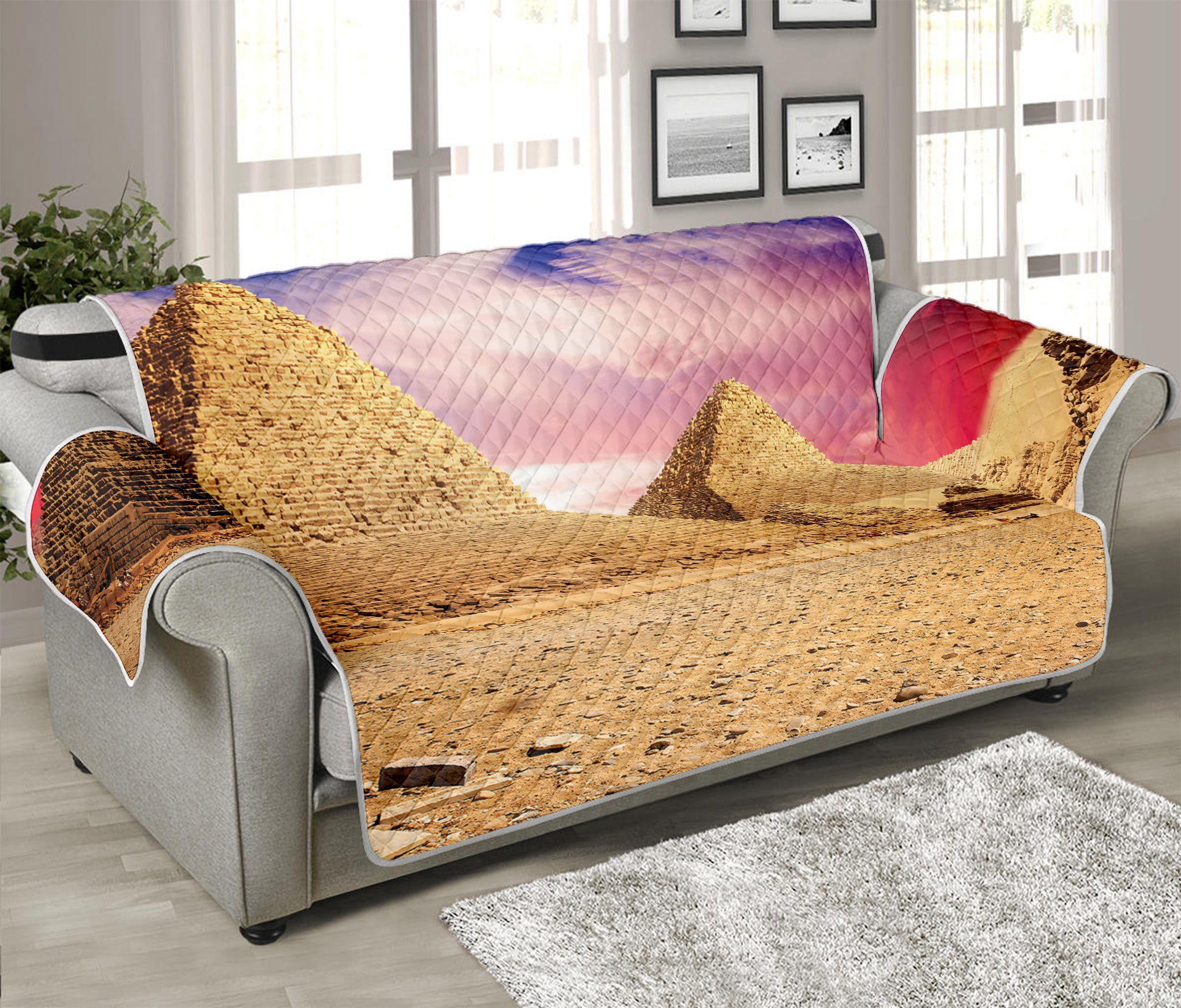 Purple Cloud Pyramid Print Sofa Protector