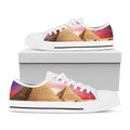 Purple Cloud Pyramid Print White Low Top Sneakers