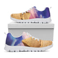 Purple Cloud Pyramid Print White Running Shoes