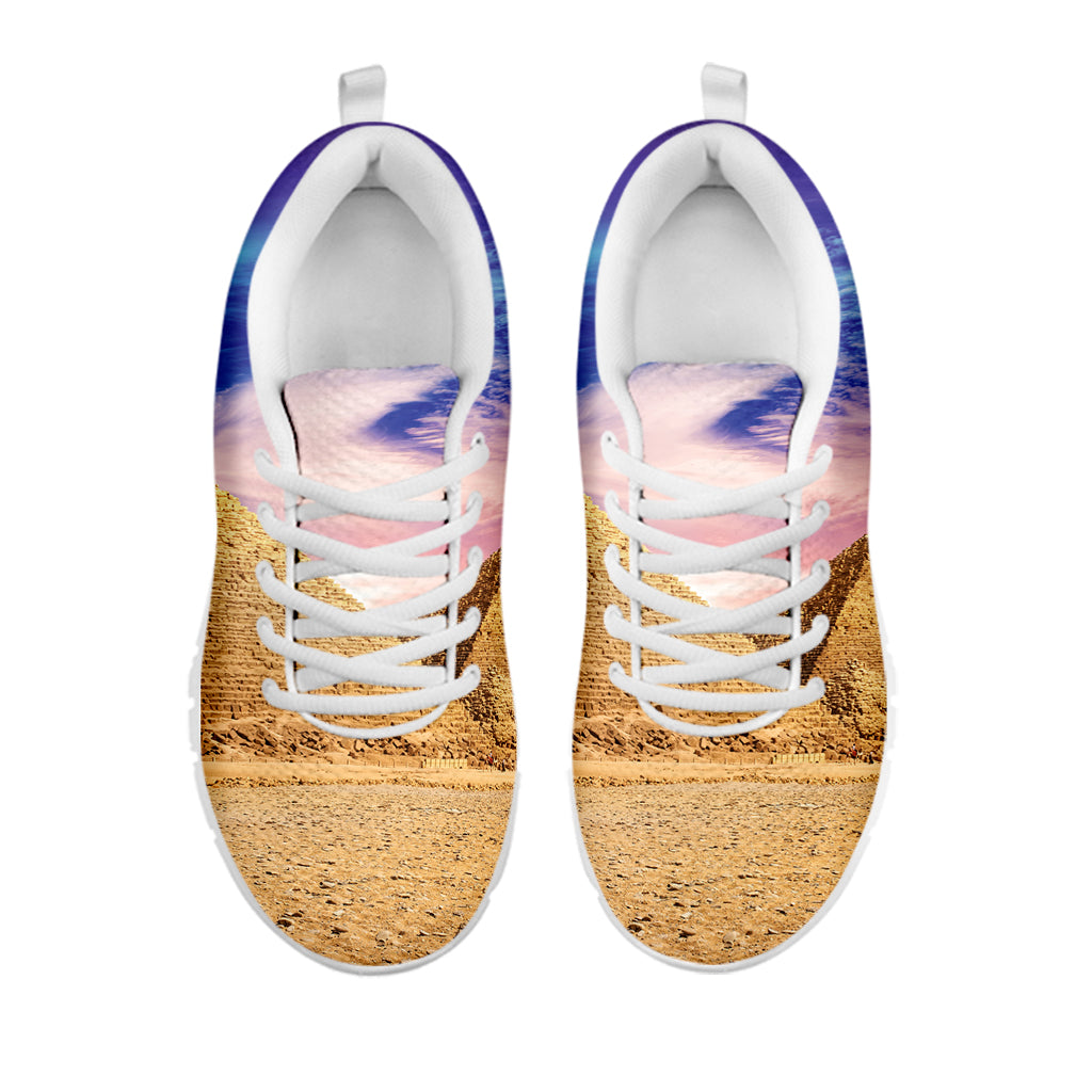Purple Cloud Pyramid Print White Sneakers