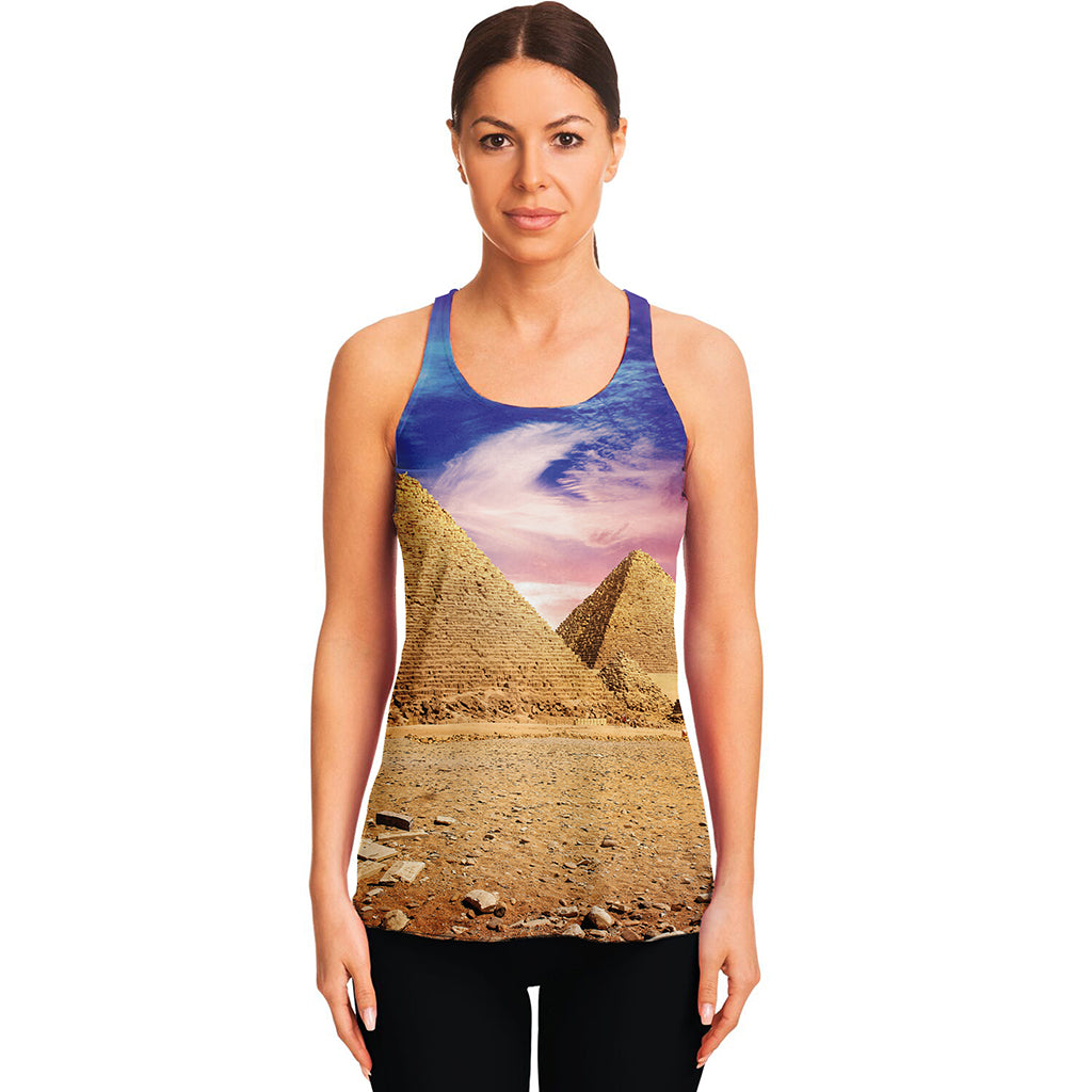 Purple Cloud Pyramid Print Women's Racerback Tank Top