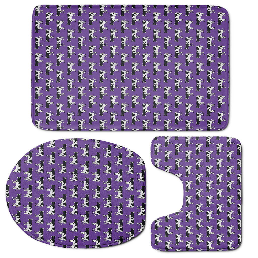 Purple Cow Pattern Print 3 Piece Bath Mat Set