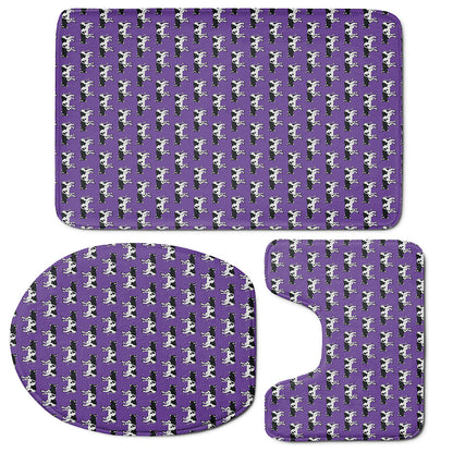 Purple Cow Pattern Print 3 Piece Bath Mat Set