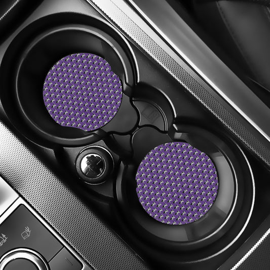 Purple Cow Pattern Print Car Coasters