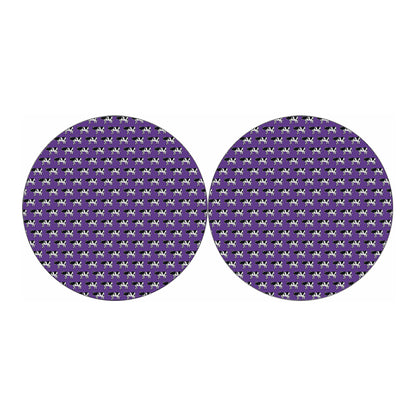 Purple Cow Pattern Print Car Coasters